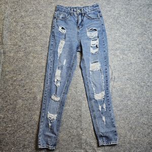 Women's FashionNova Very Special High Rise Medium Wash Mom Jeans sz 5